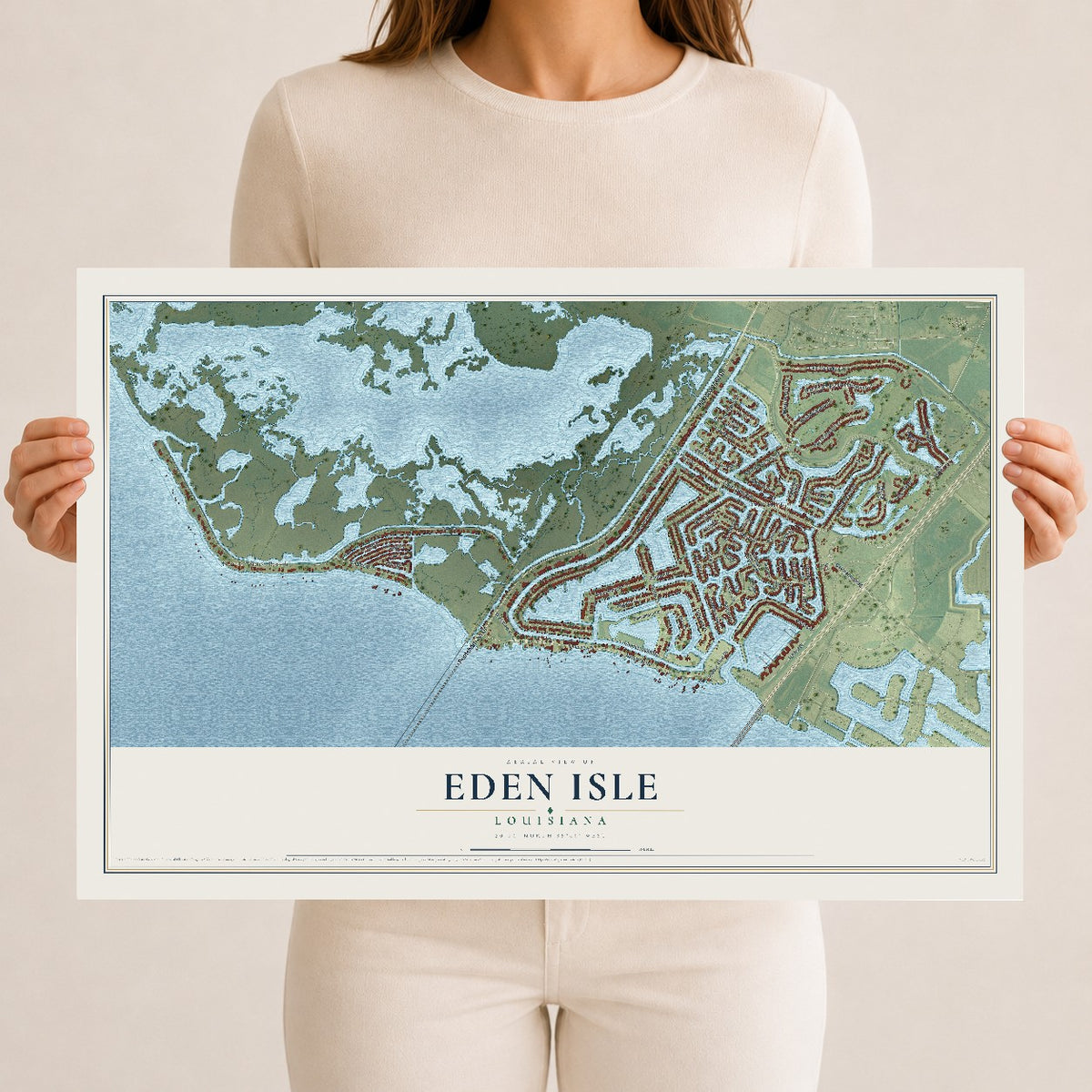 Map of Eden Isle, Louisiana, 12 x 18 inch unframed archival matte print