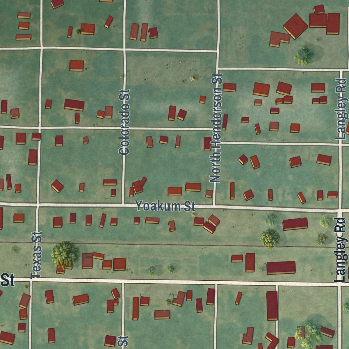 Close-up of the map of Elton, Louisiana print showing street and building detail
