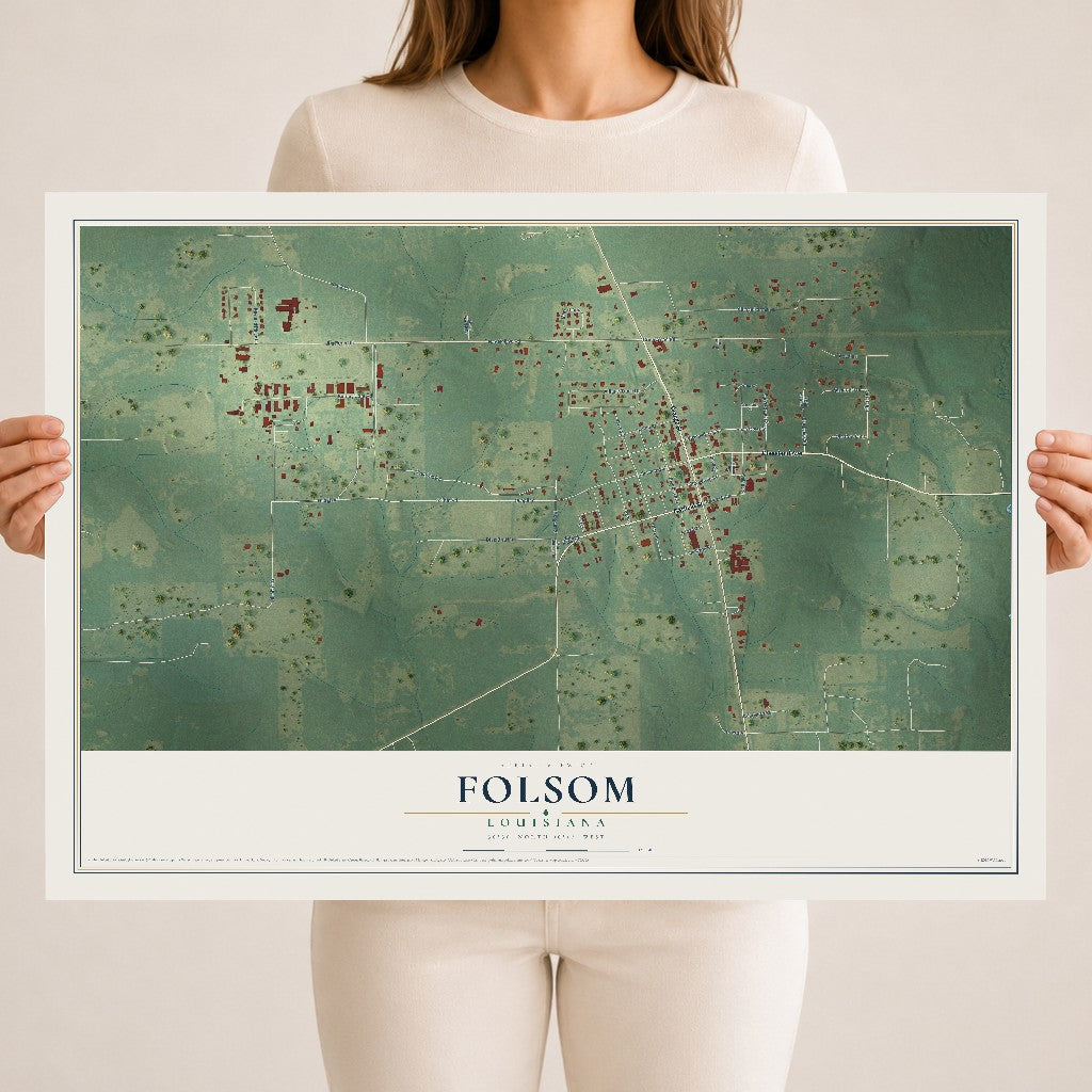 Map of Folsom, Louisiana, 18 x 24 inch unframed archival matte print