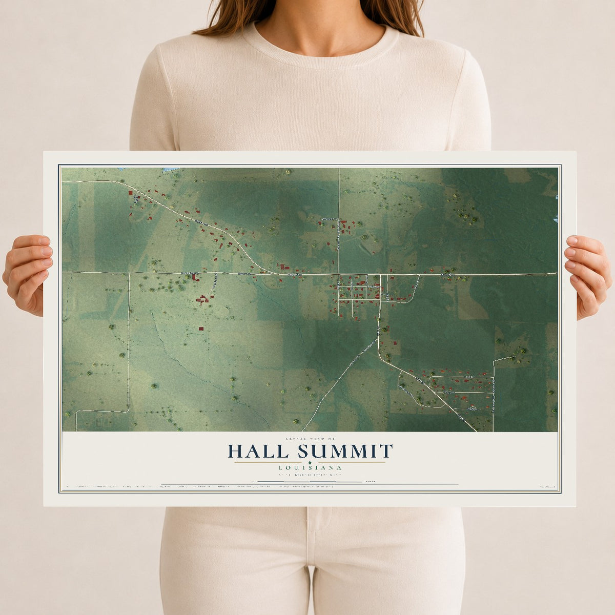 Map of Hall Summit, Louisiana, 12 x 18 inch unframed archival matte print