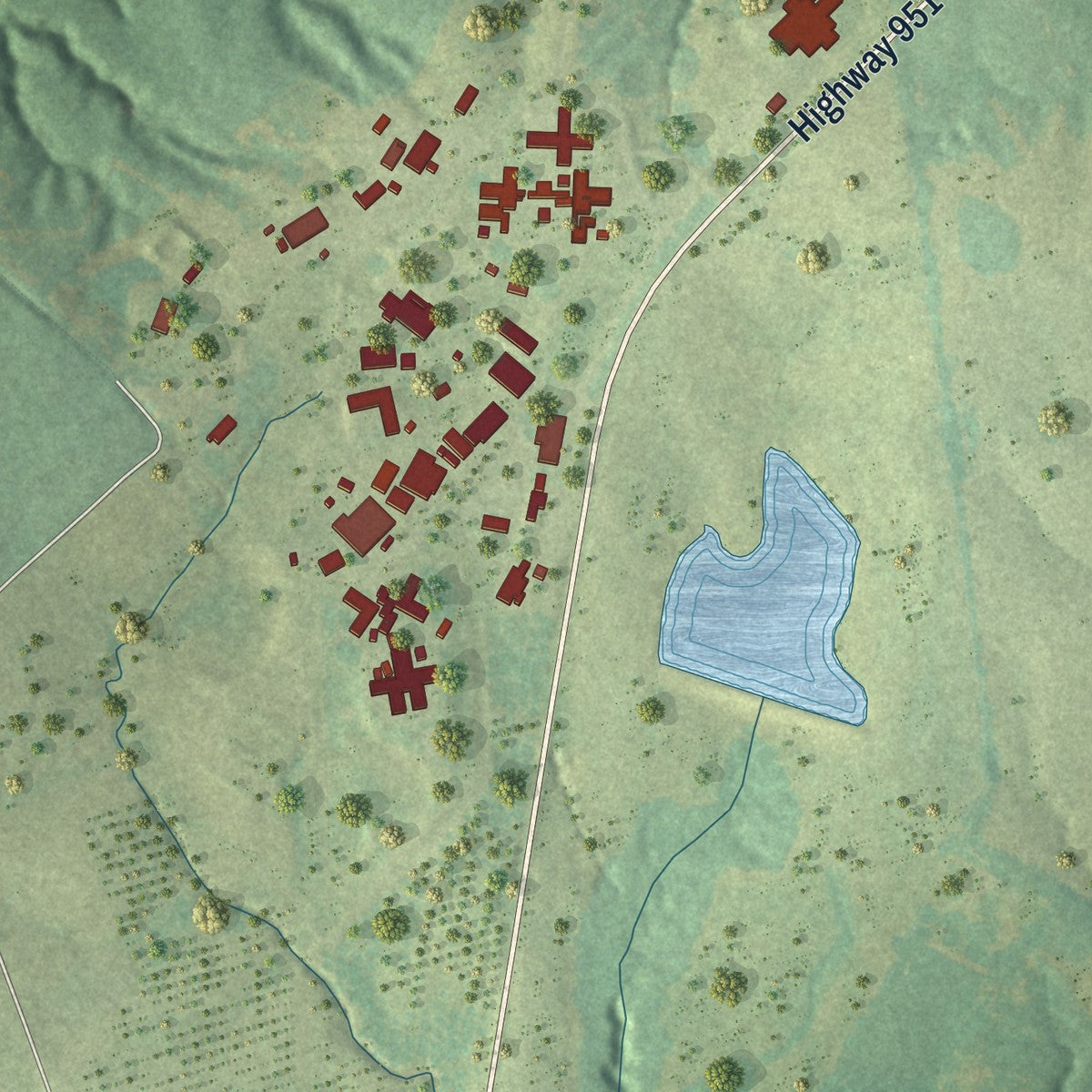Second close-up of the map of Jackson, Louisiana print showing more streets and buildings