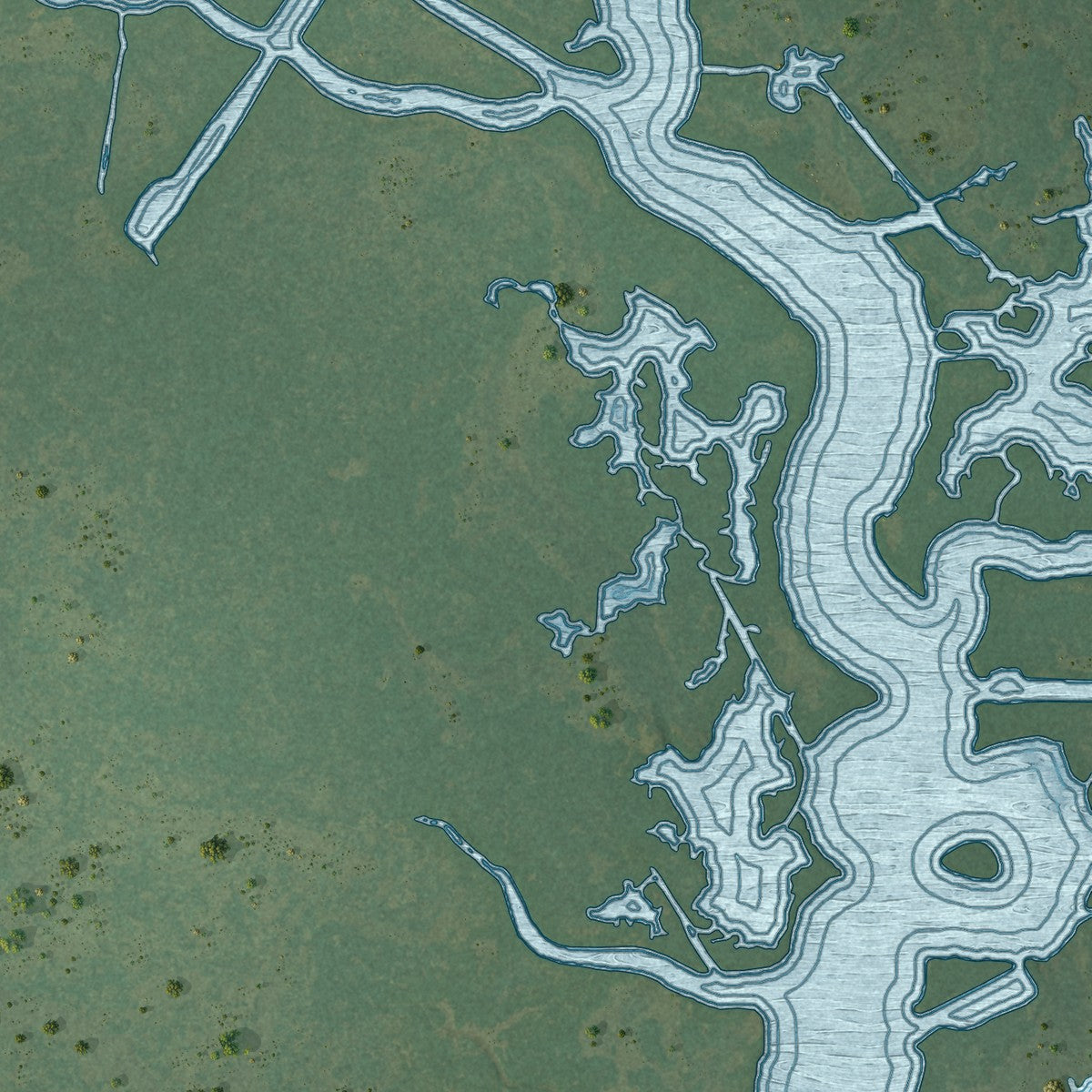 Second close-up of the map of Jean Lafitte, Louisiana print showing more streets and buildings