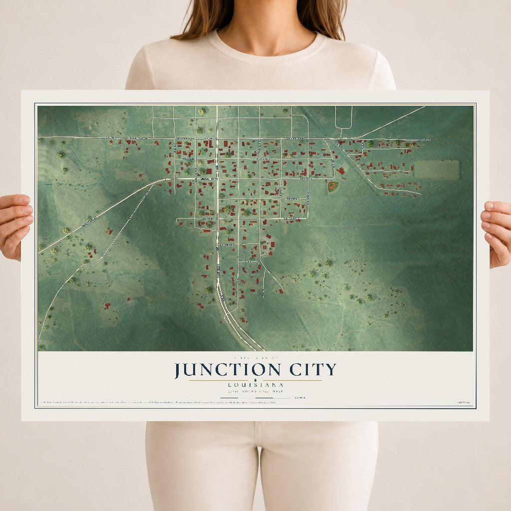 Map of Junction City, Louisiana, 18 x 24 inch unframed archival matte print