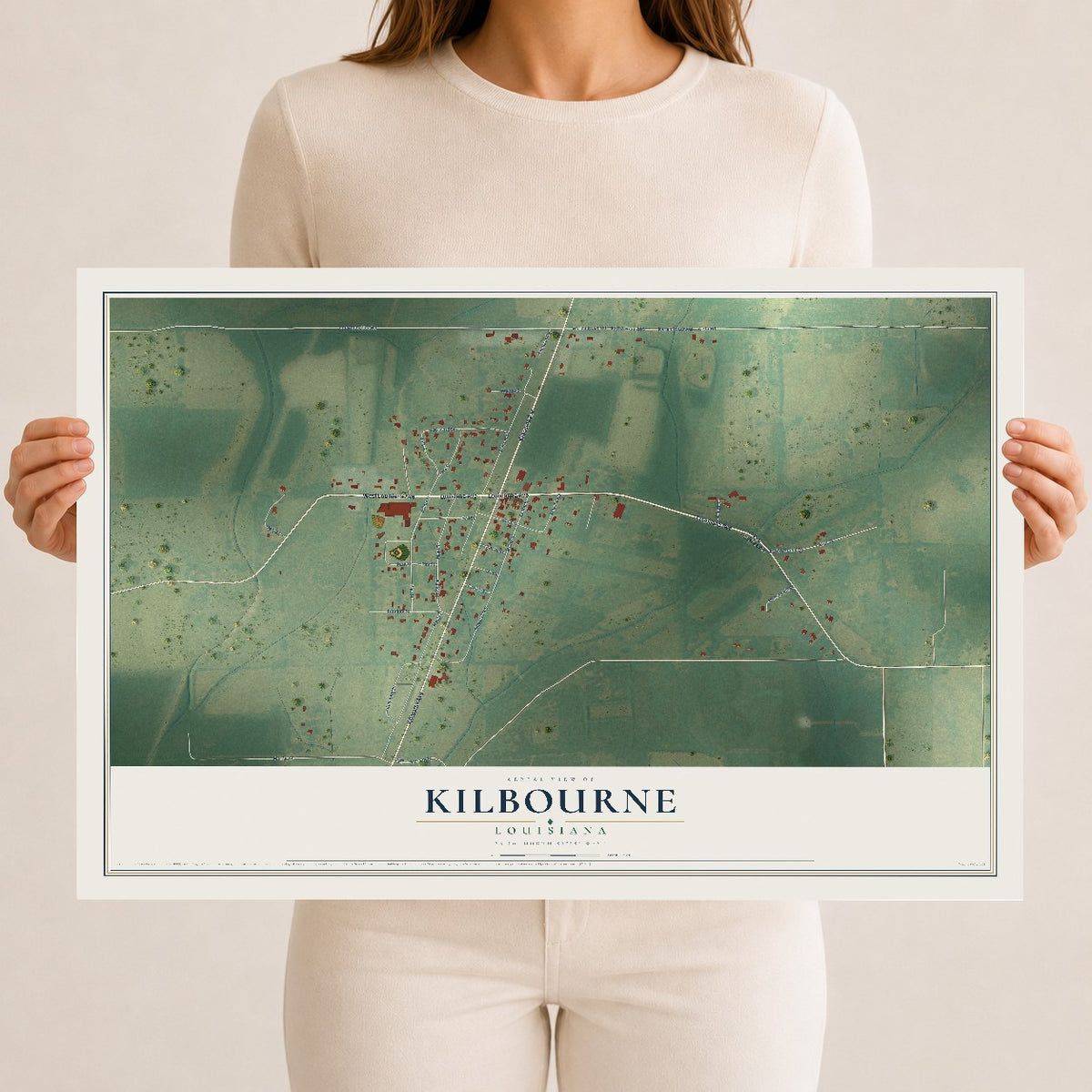 Map of Kilbourne, Louisiana, 12 x 18 inch unframed archival matte print