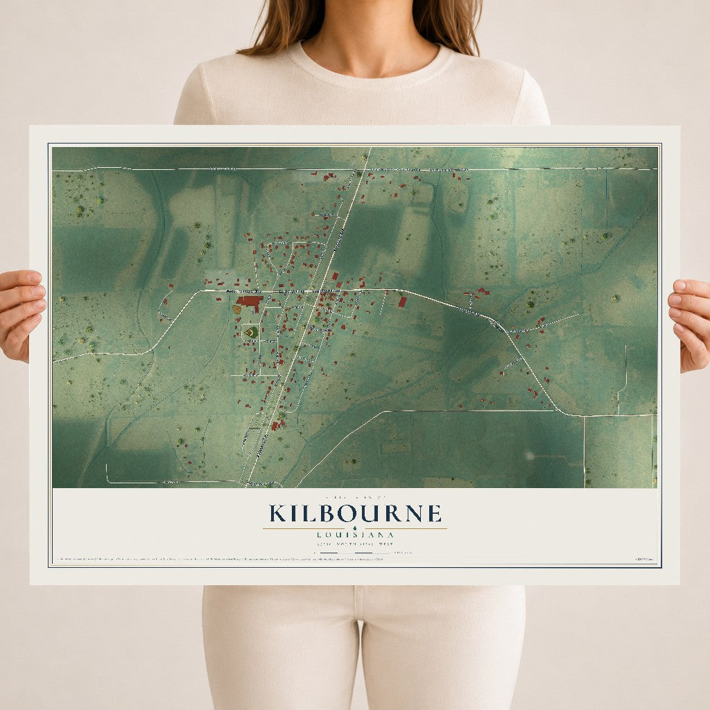 Map of Kilbourne, Louisiana, 18 x 24 inch unframed archival matte print