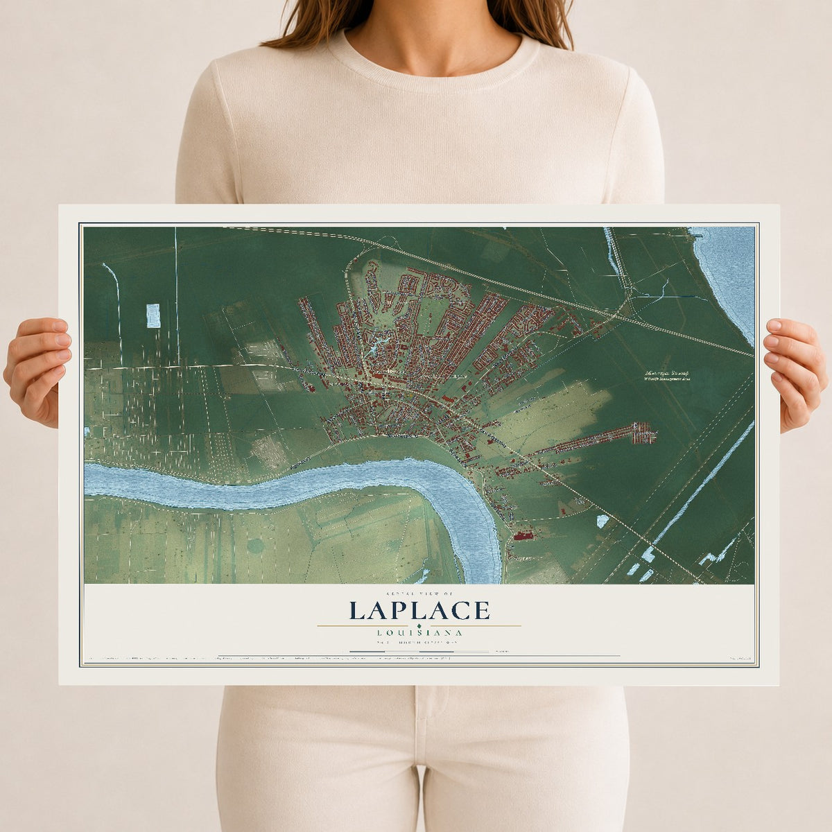 Map of Laplace, Louisiana, 12 x 18 inch unframed archival matte print