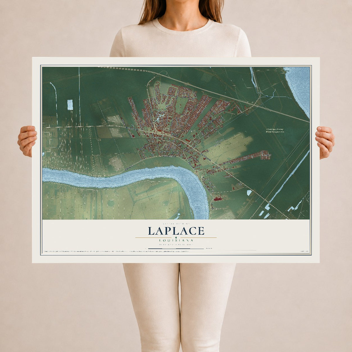 Map of Laplace, Louisiana, 24 x 36 inch unframed archival matte print