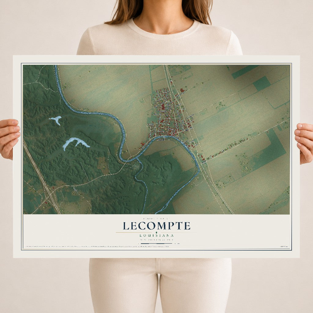 Map of Lecompte, Louisiana, 18 x 24 inch unframed archival matte print