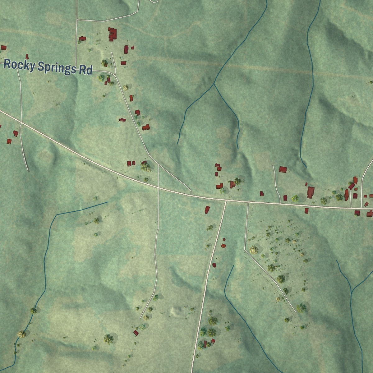 Close-up of the map of Lisbon, Louisiana print showing street and building detail