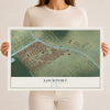 Map of Lockport, Louisiana, 12 x 18 inch unframed archival matte print