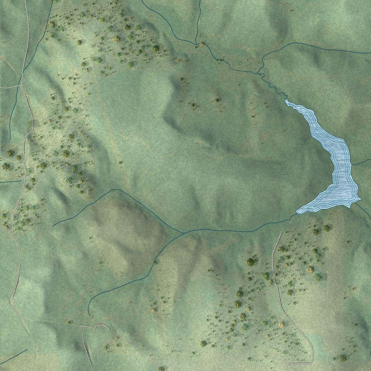 Second close-up of the map of Lucky, Louisiana print showing more streets and buildings