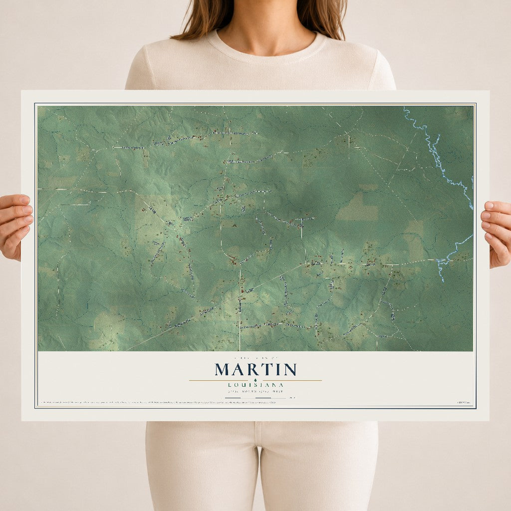 Map of Martin, Louisiana, 18 x 24 inch unframed archival matte print