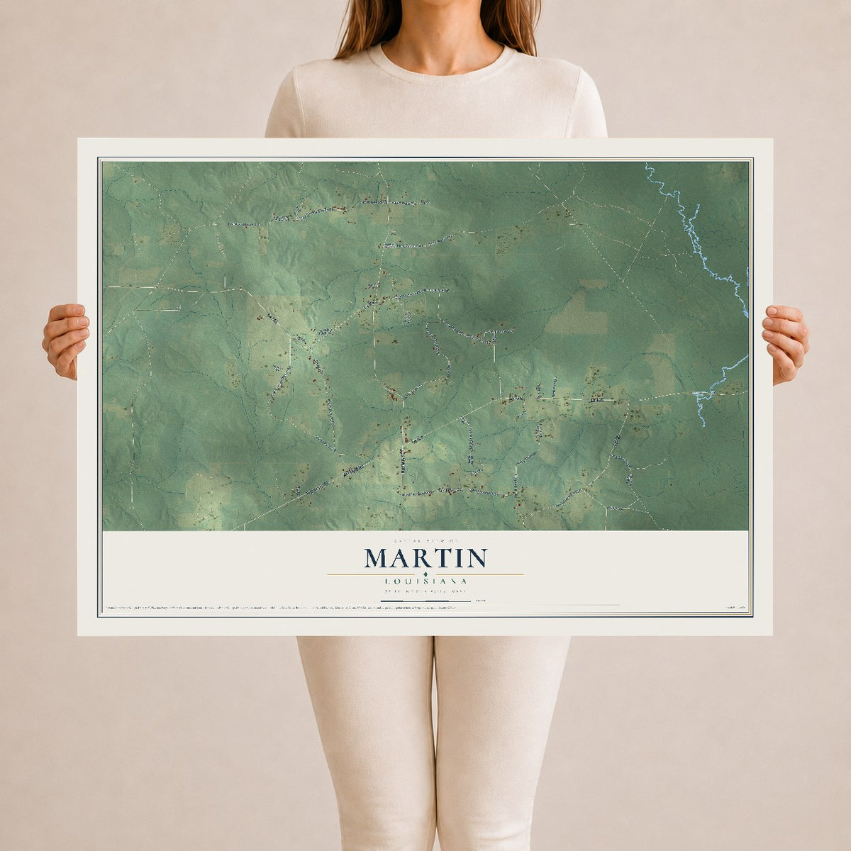 Map of Martin, Louisiana, 24 x 36 inch unframed archival matte print