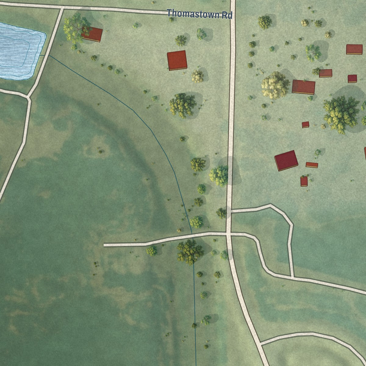 Close-up of the map of Mound, Louisiana print showing street and building detail