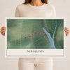 Map of Newellton, Louisiana, 12 x 18 inch unframed archival matte print