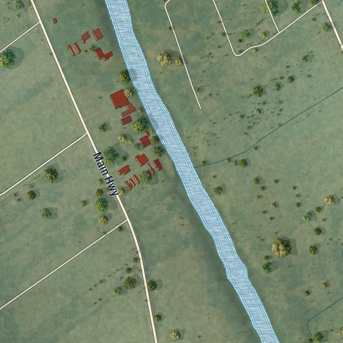 Second close-up of the map of Parks, Louisiana print showing more streets and buildings