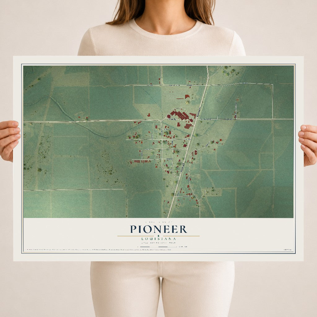 Map of Pioneer, Louisiana, 18 x 24 inch unframed archival matte print