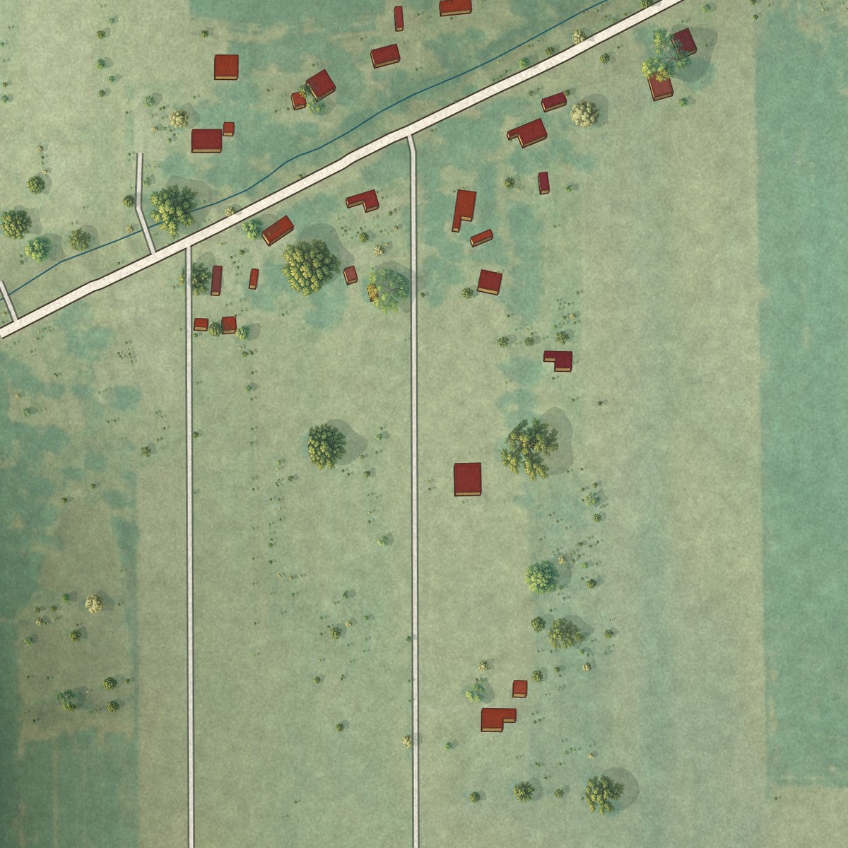 Second close-up of the map of Plaucheville, Louisiana print showing more streets and buildings