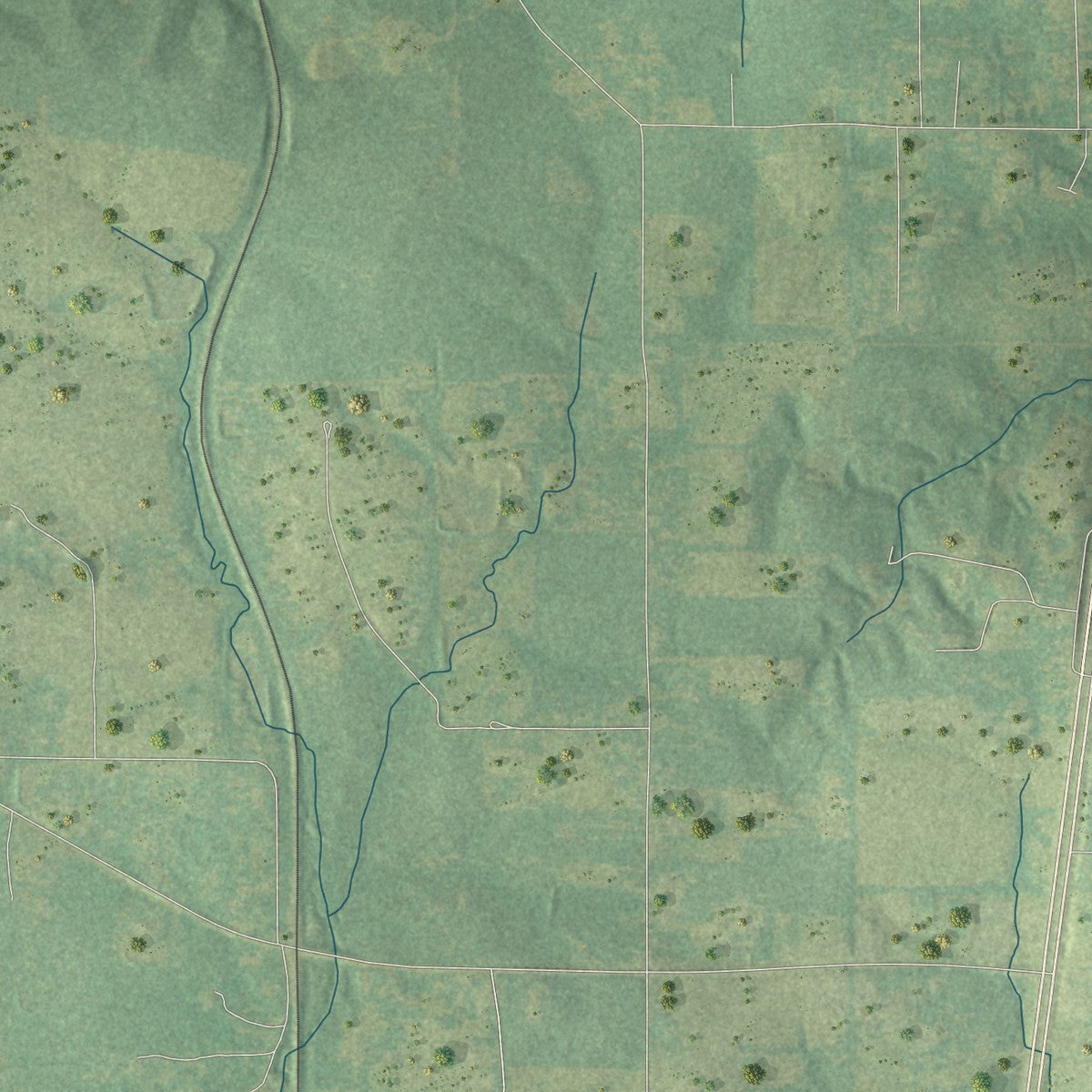 Second close-up of the map of Pollock, Louisiana print showing more streets and buildings
