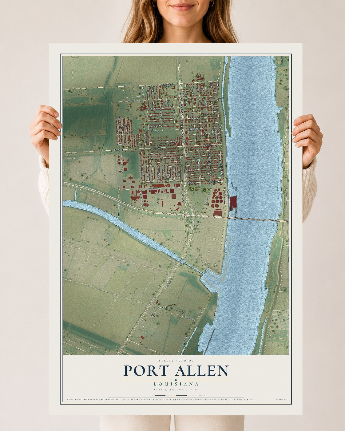 Map of Port Allen, Louisiana, 24 x 36 inch unframed archival matte print