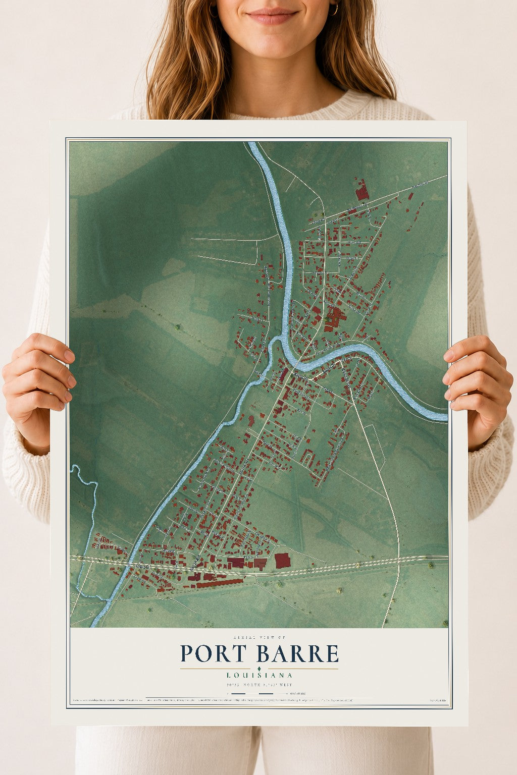 Map of Port Barre, Louisiana, 18 x 24 inch unframed archival matte print