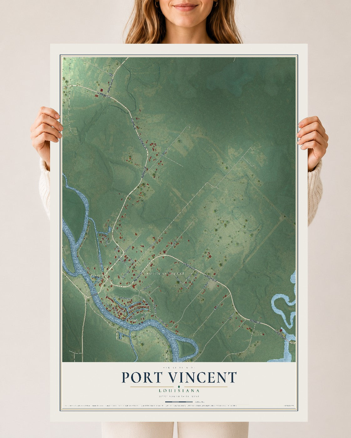 Map of Port Vincent, Louisiana, 24 x 36 inch unframed archival matte print