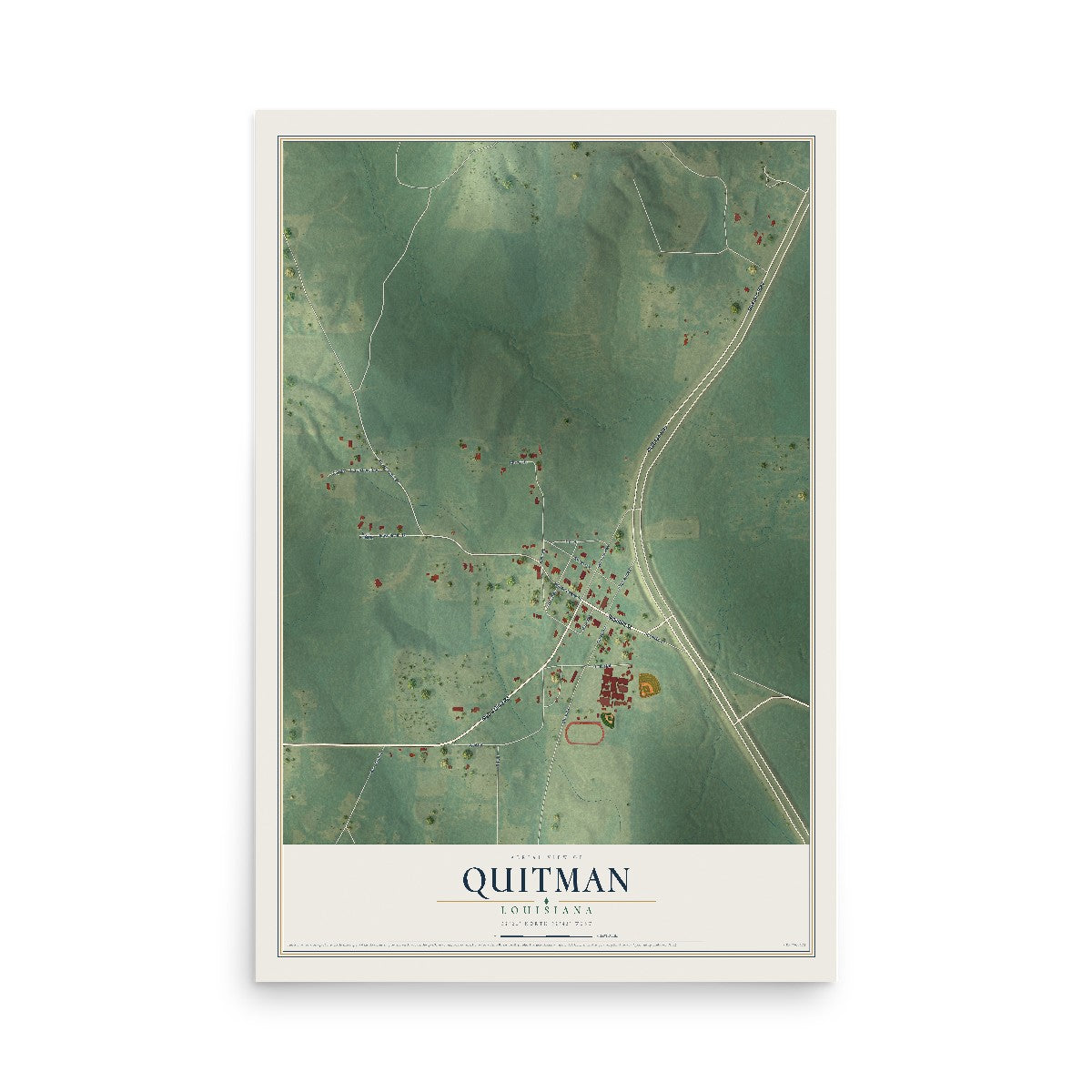 Map of Quitman, Louisiana, 12 x 18 inch unframed archival matte print