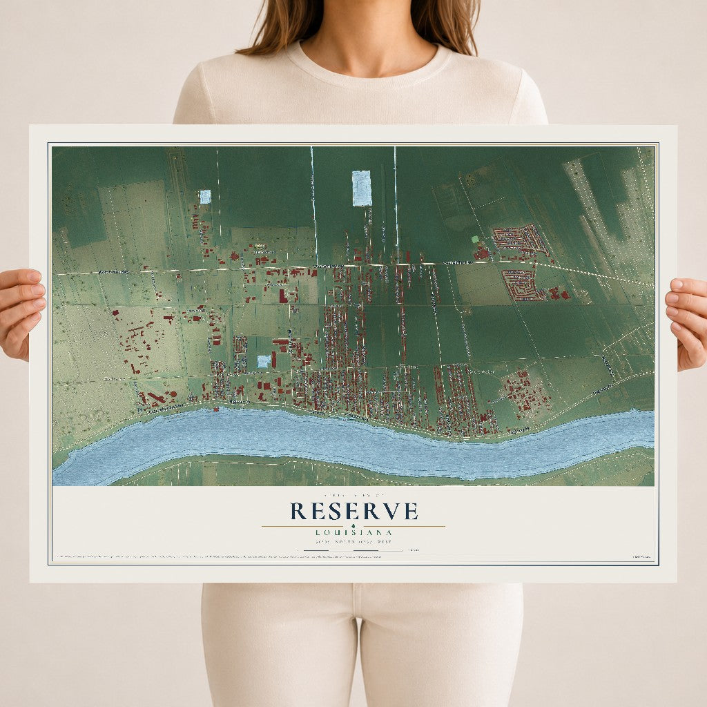 Map of Reserve, Louisiana, 18 x 24 inch unframed archival matte print