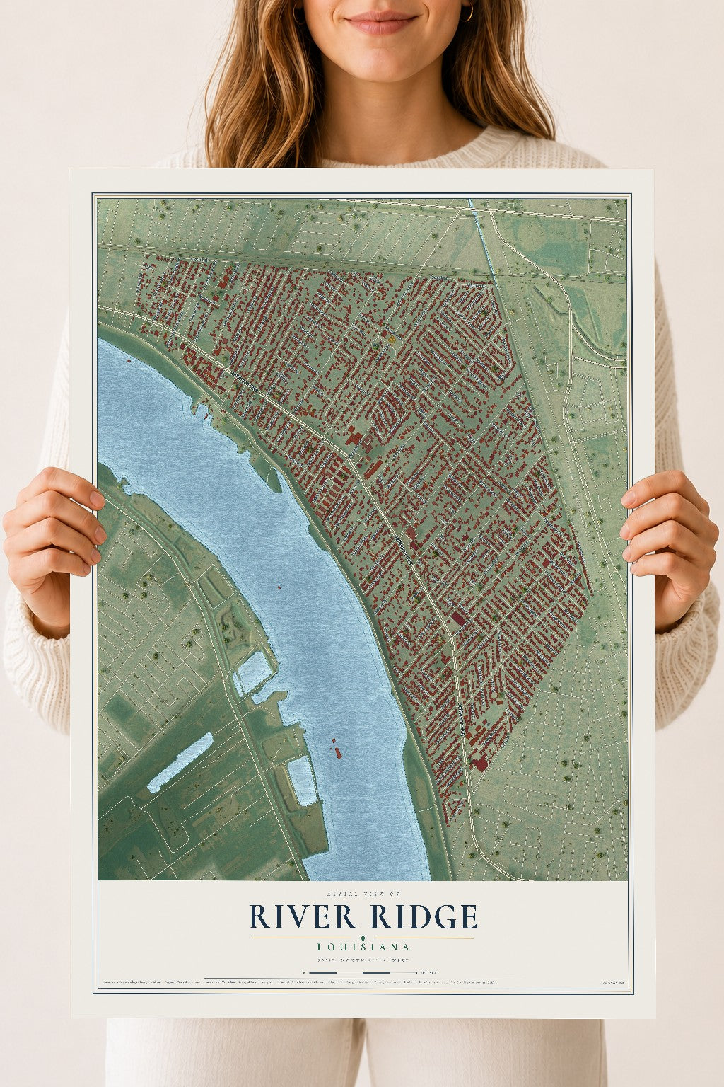 Map of River Ridge, Louisiana, 18 x 24 inch unframed archival matte print