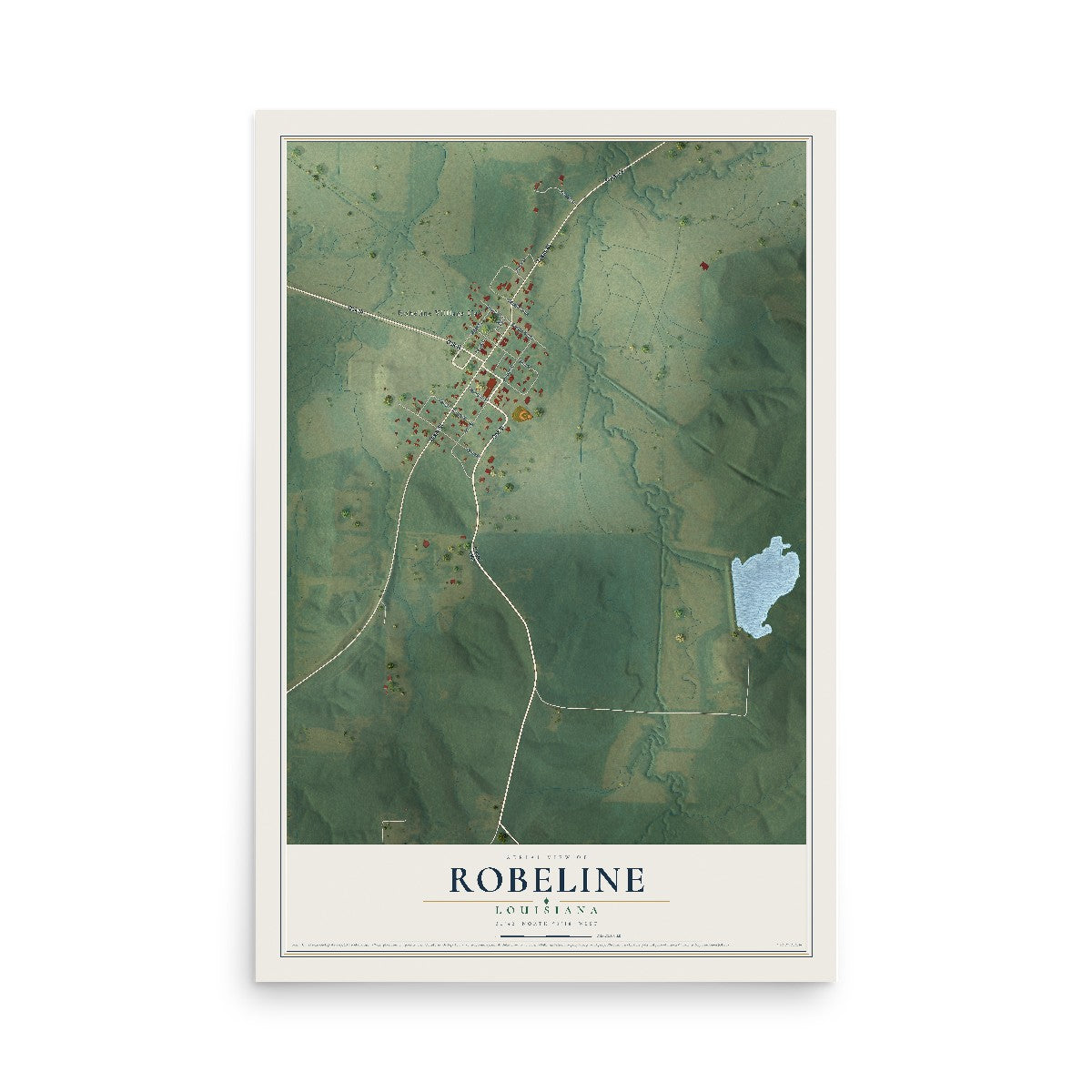 Map of Robeline, Louisiana, 12 x 18 inch unframed archival matte print