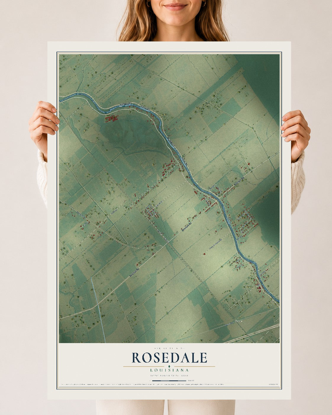 Map of Rosedale, Louisiana, 24 x 36 inch unframed archival matte print