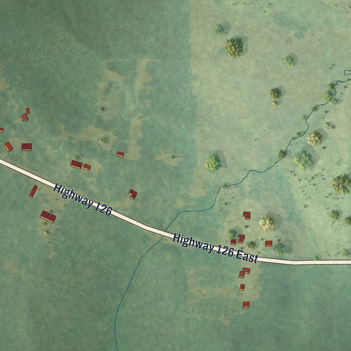 Second close-up of the map of Sikes, Louisiana print showing more streets and buildings