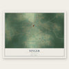 Singer, Louisiana map print, the full design