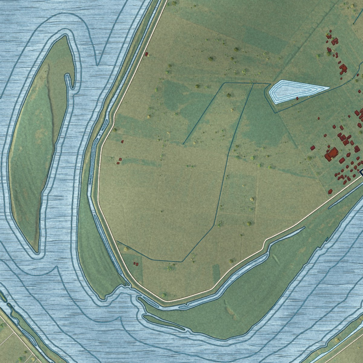 Second close-up of the map of St. Gabriel, Louisiana print showing more streets and buildings