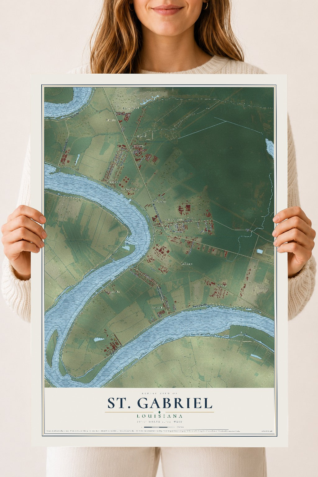 Map of St. Gabriel, Louisiana, 18 x 24 inch unframed archival matte print