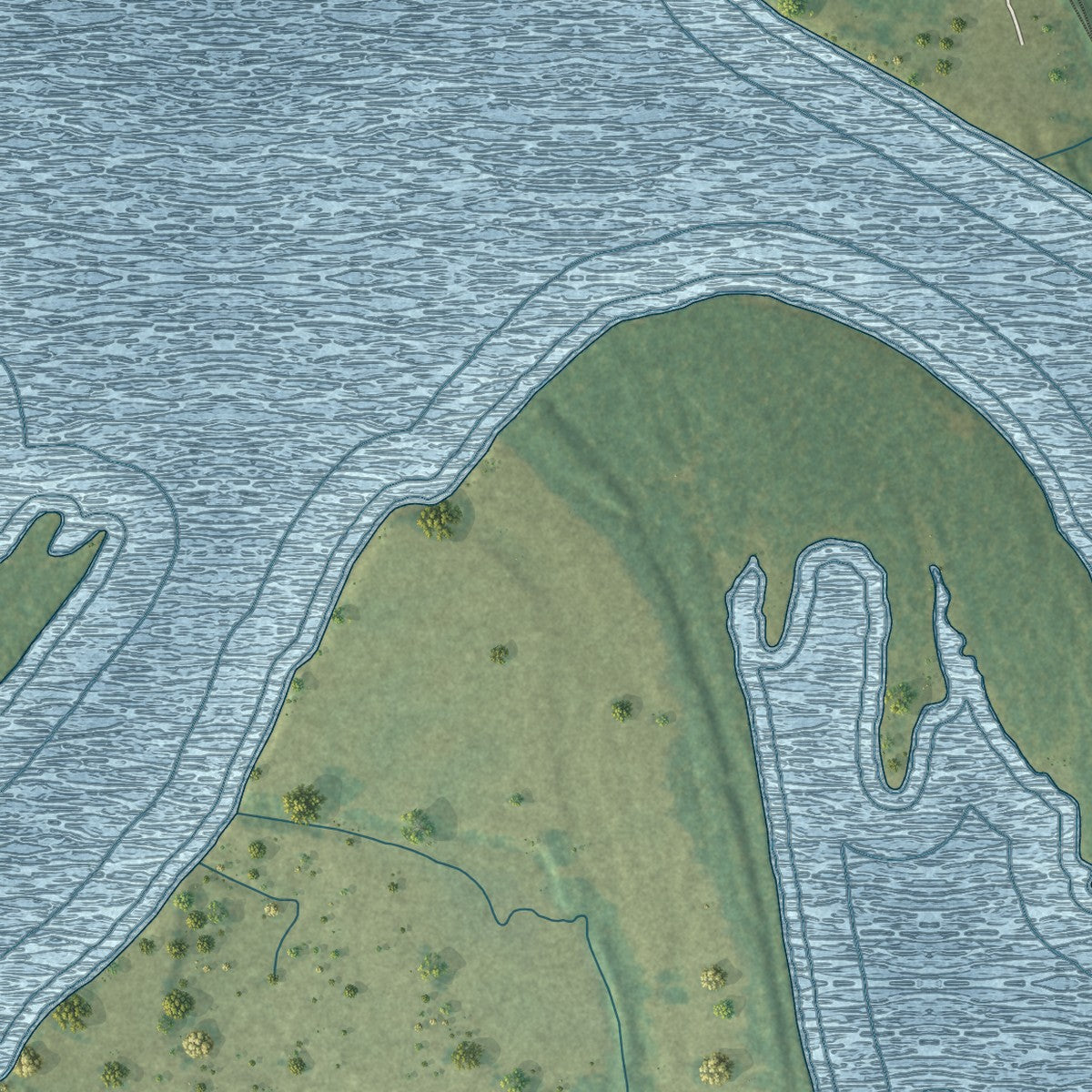 Close-up of the map of St. Maurice, Louisiana print showing street and building detail