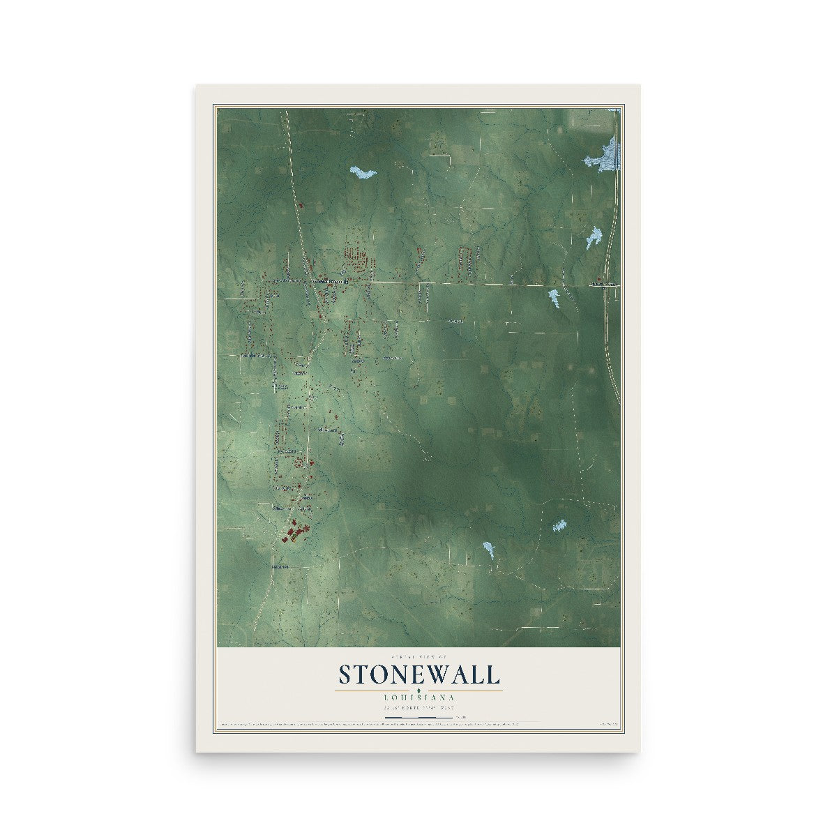 Map of Stonewall, Louisiana, 12 x 18 inch unframed archival matte print
