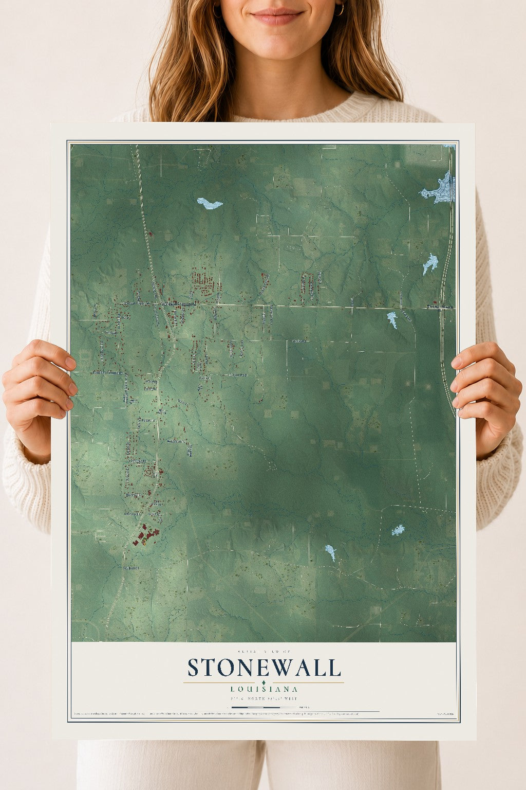 Map of Stonewall, Louisiana, 18 x 24 inch unframed archival matte print