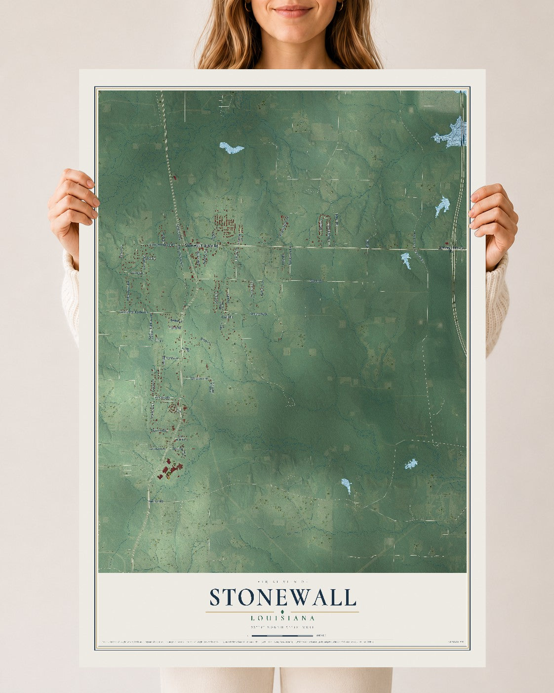 Map of Stonewall, Louisiana, 24 x 36 inch unframed archival matte print
