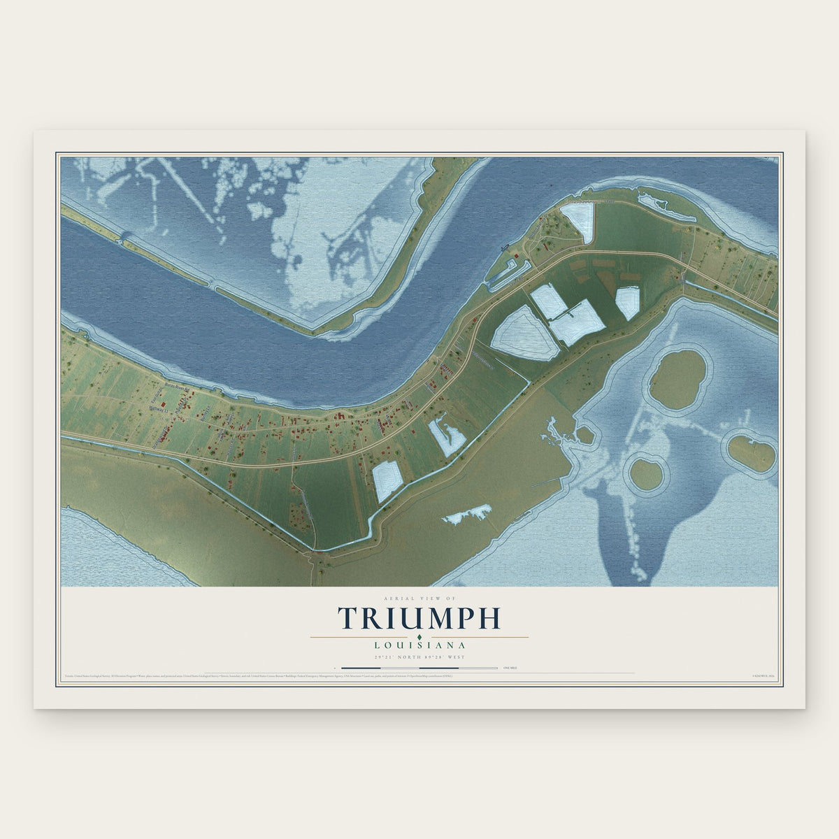 Triumph, Louisiana map print, the full design
