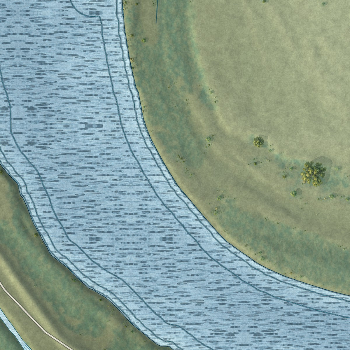 Close-up of the map of Vienna Bend, Louisiana print showing street and building detail
