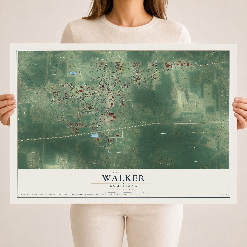 Map of Walker, Louisiana, 18 x 24 inch unframed archival matte print