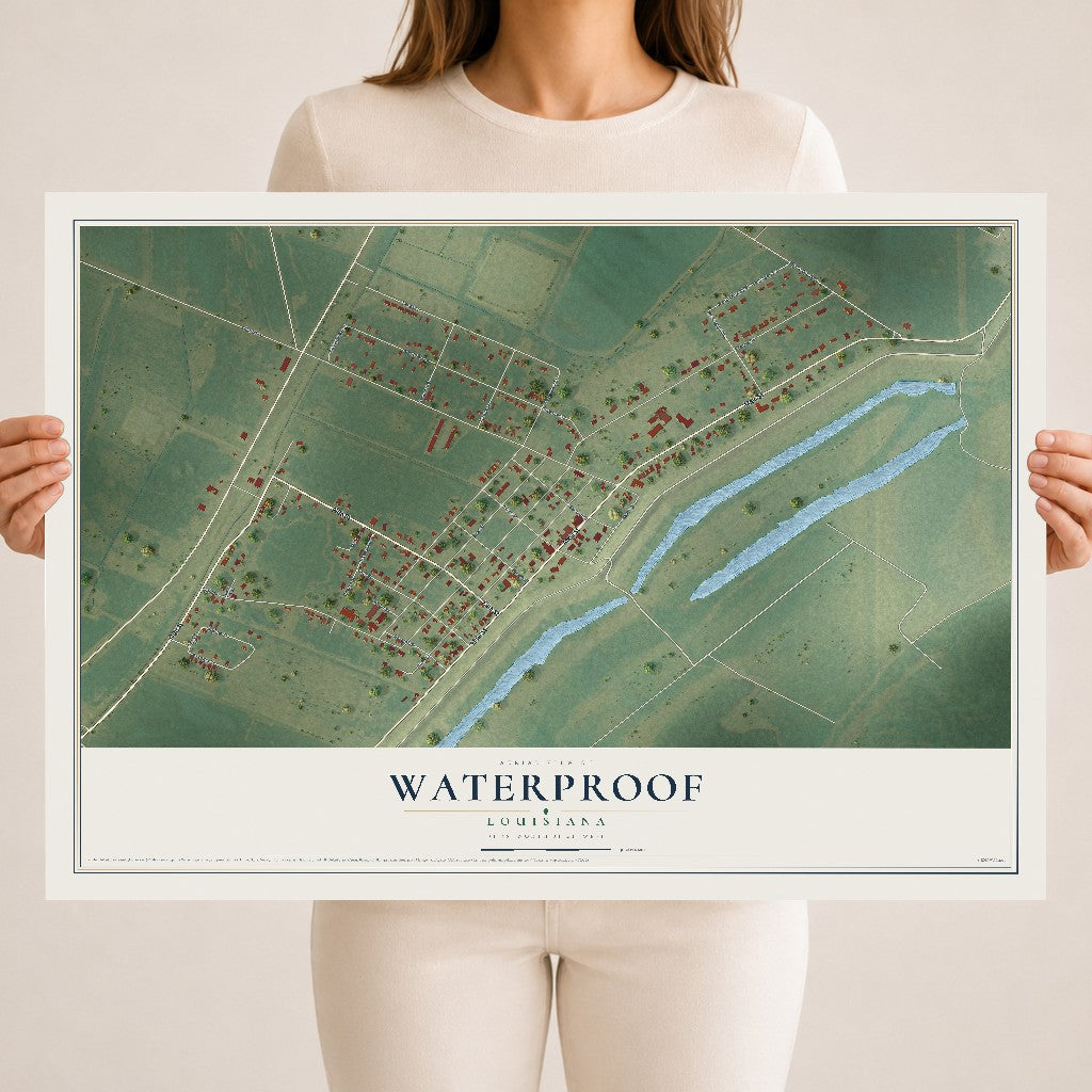Map of Waterproof, Louisiana, 18 x 24 inch unframed archival matte print