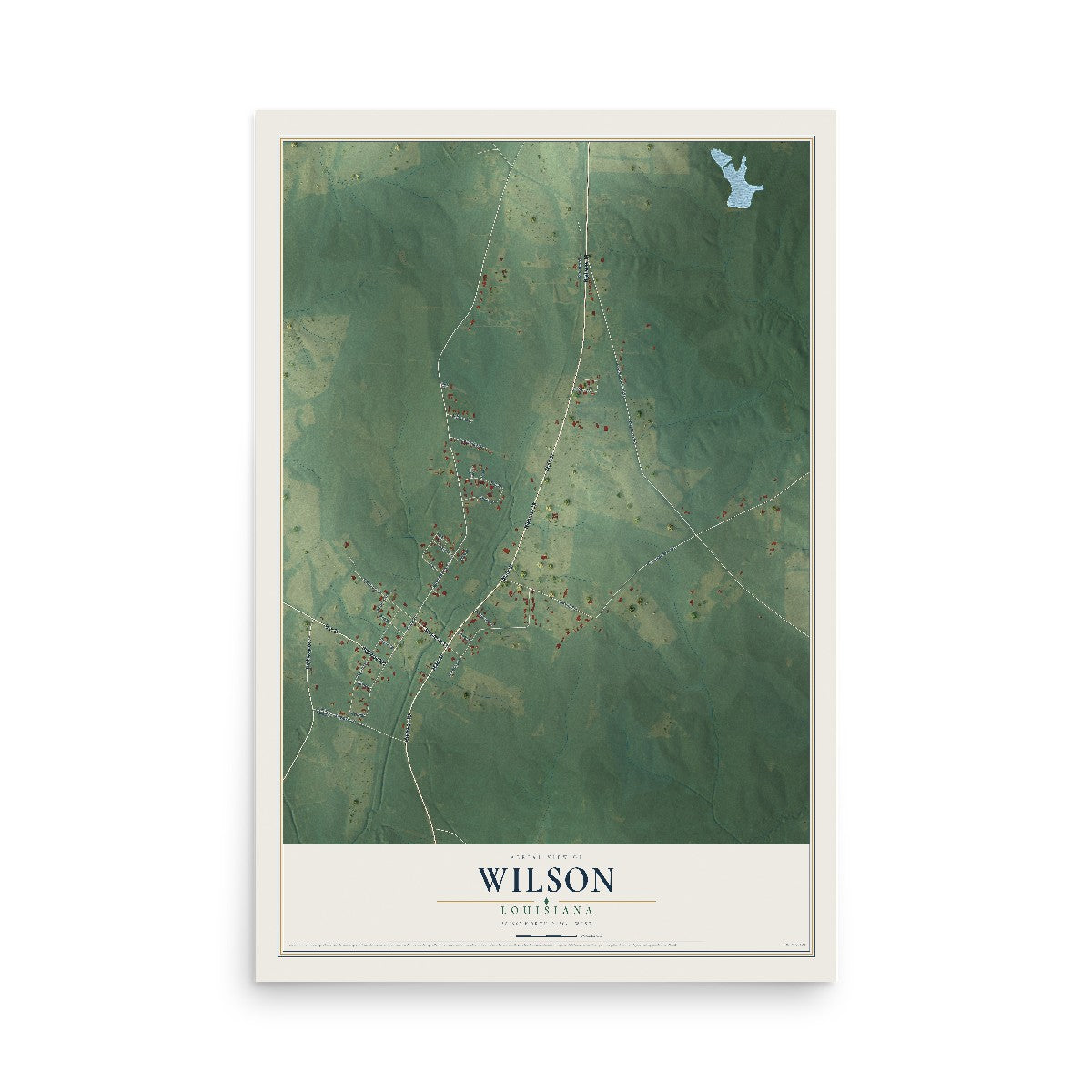 Map of Wilson, Louisiana, 12 x 18 inch unframed archival matte print