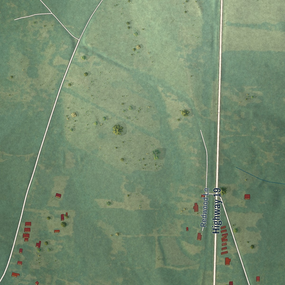Second close-up of the map of Wilson, Louisiana print showing more streets and buildings