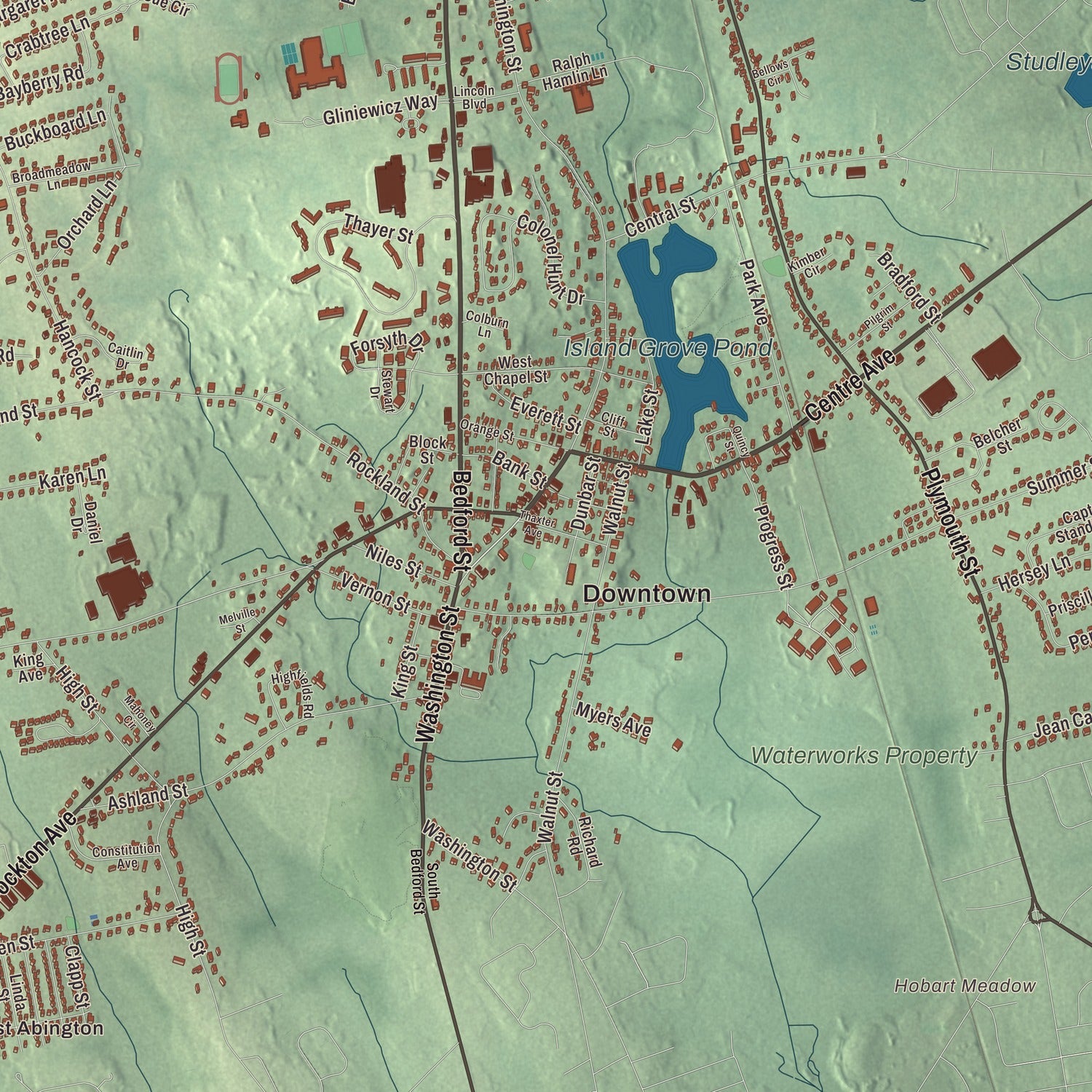 Street and neighborhood detail from the Abington, Massachusetts map