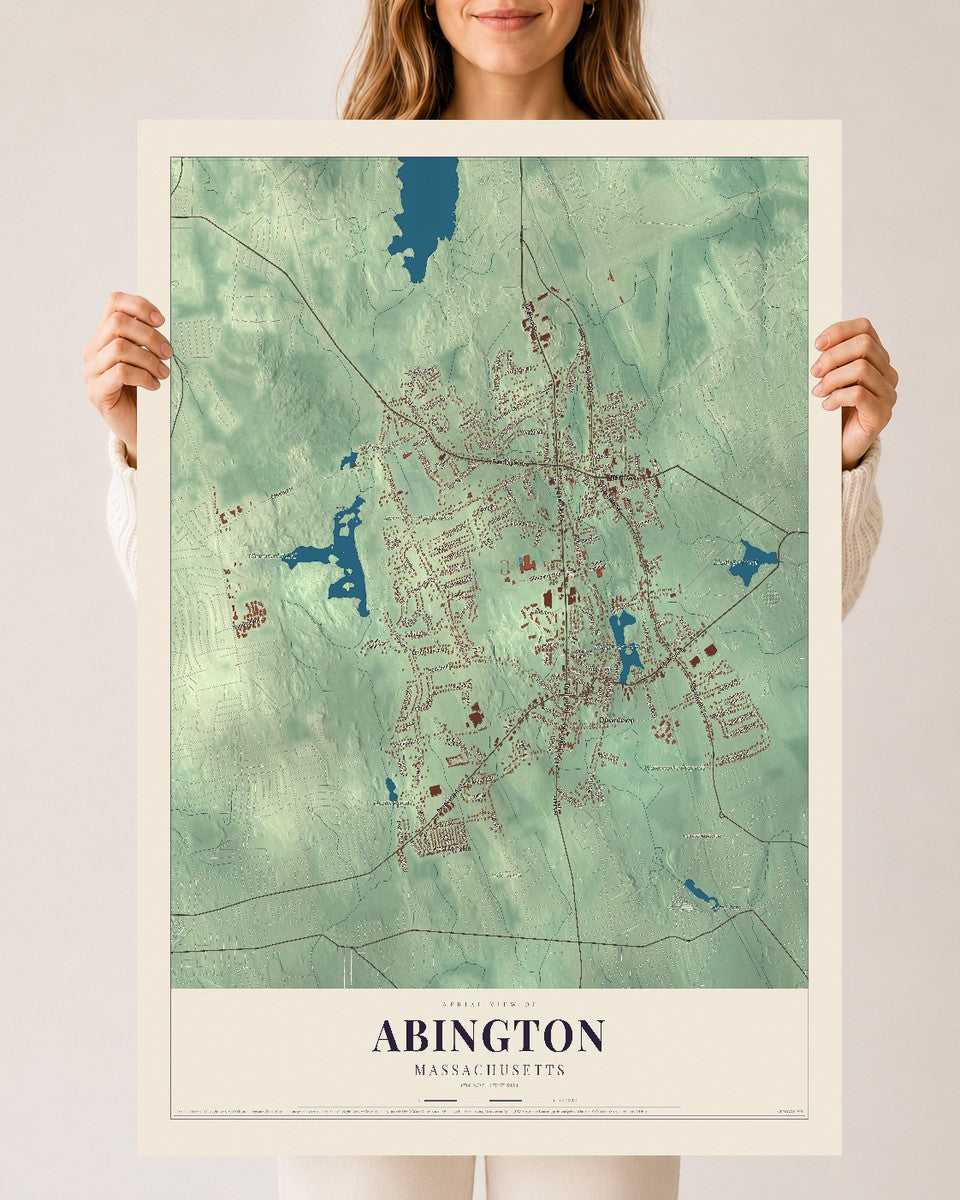 Map of Abington, Massachusetts, 24 x 36 inch unframed archival matte print