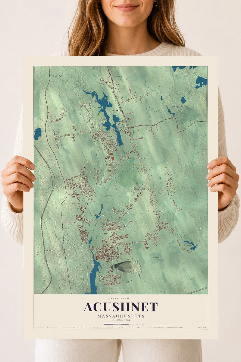 Acushnet, Massachusetts map print - 18 x 24 archival matte print