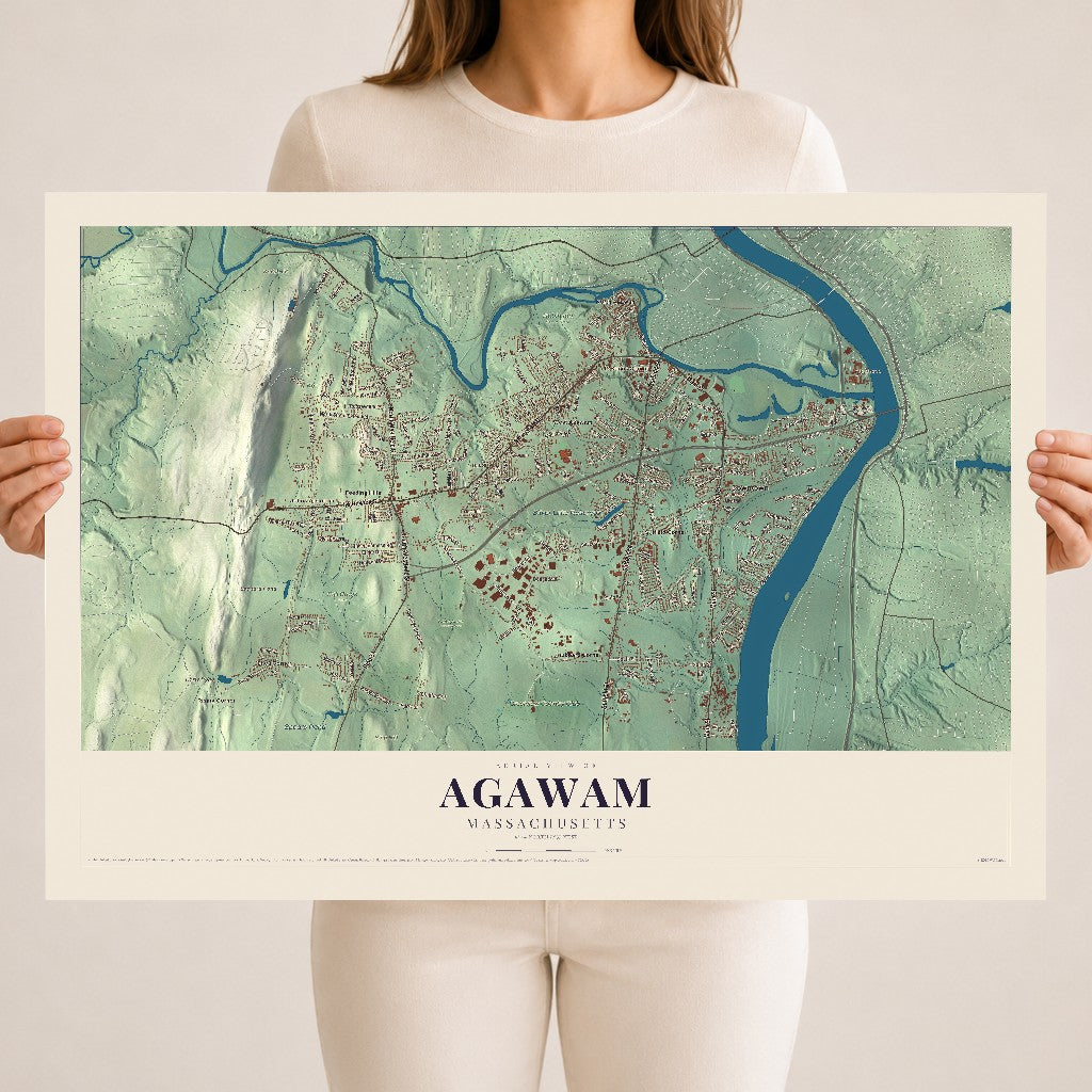 Agawam, Massachusetts map print - 18 x 24 archival matte print