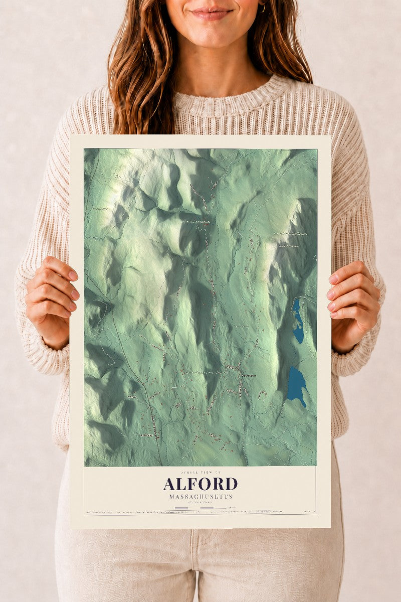 Current Alford, Massachusetts map print mockup